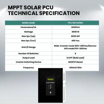 Solar Hybrid MPPT PCU 10KVA/96V