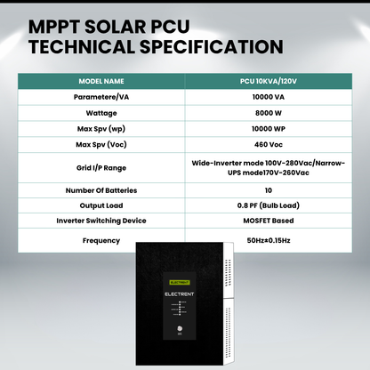 Solar Hybrid MPPT PCU 10KVA/120V